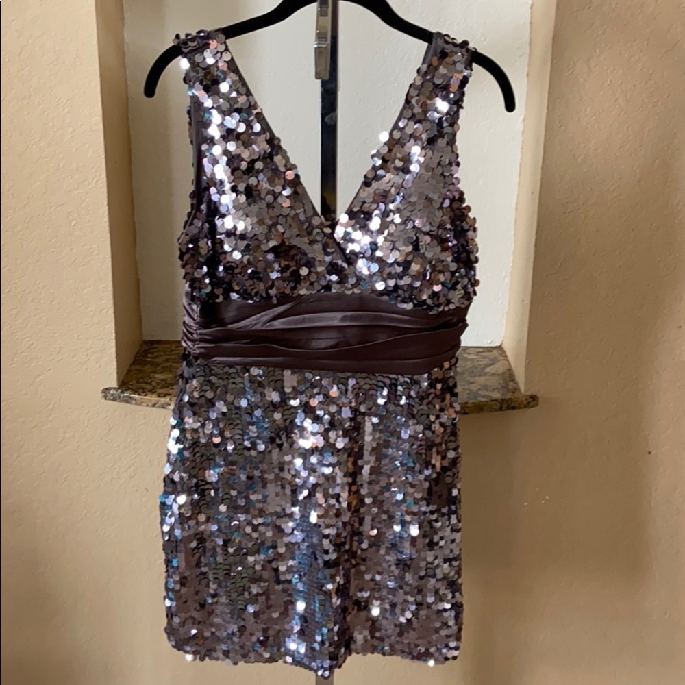 Platinum Sequin Minidress Size Medium
